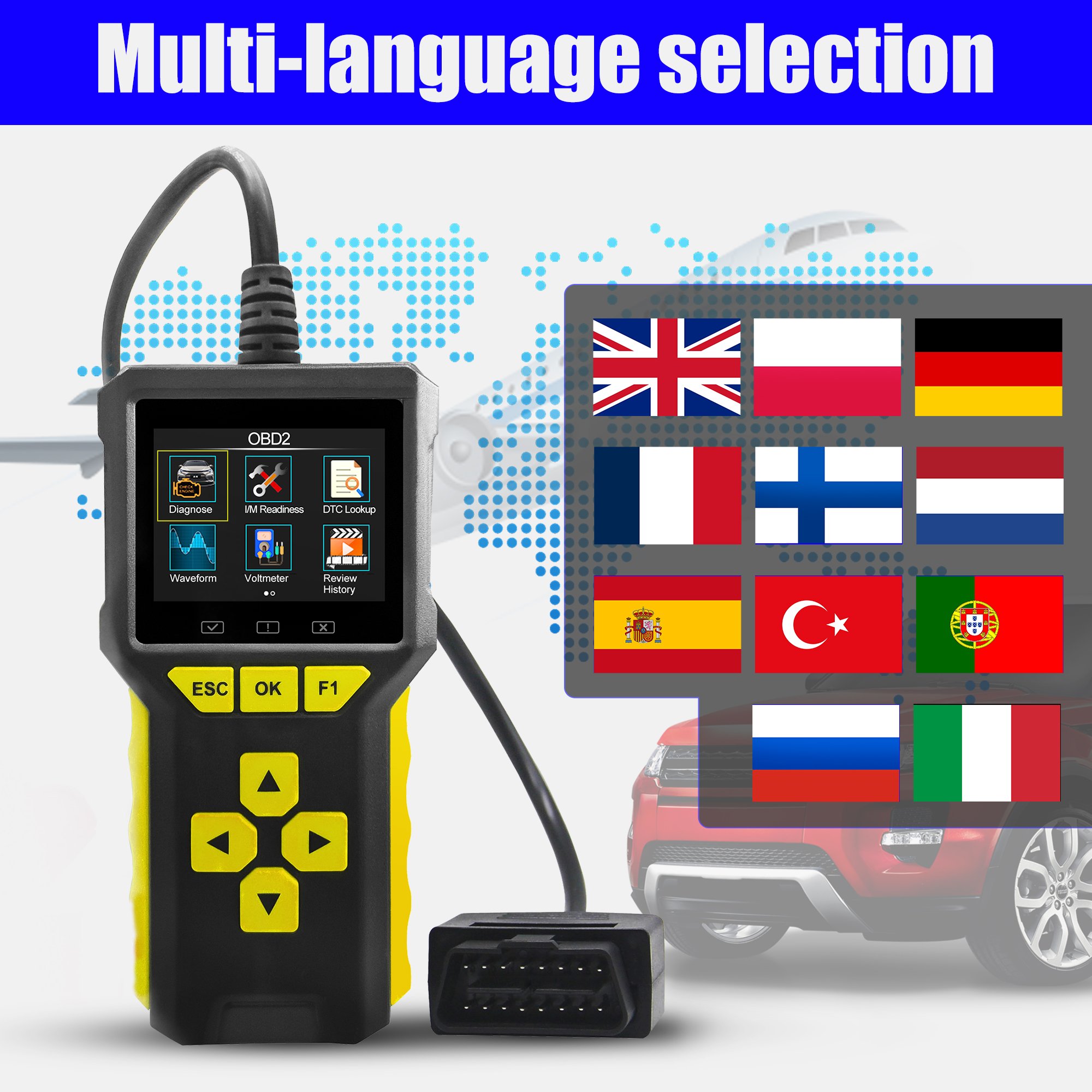 2024 Acclope Support Customize BT80 12V/24V Battery Analyzer & Portable Auto OBD2 Diagnostic Scanner Code Reader