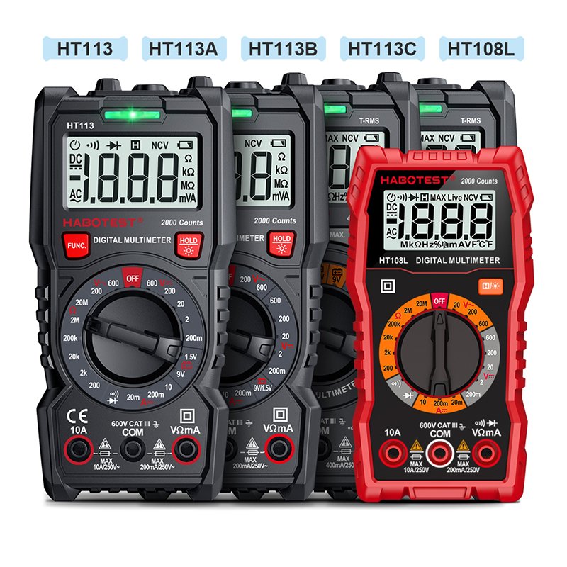 Portable Professional Digital Multimeter with Test Probe Leads AC/DC Voltage Currrent Resistance Multimeter Tester