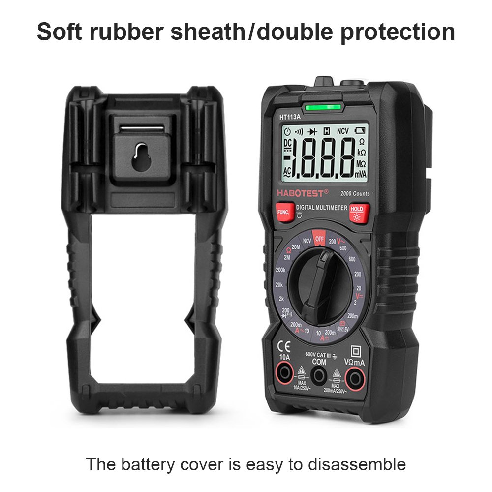 Portable Professional Digital Multimeter with Test Probe Leads AC/DC Voltage Currrent Resistance Multimeter Tester