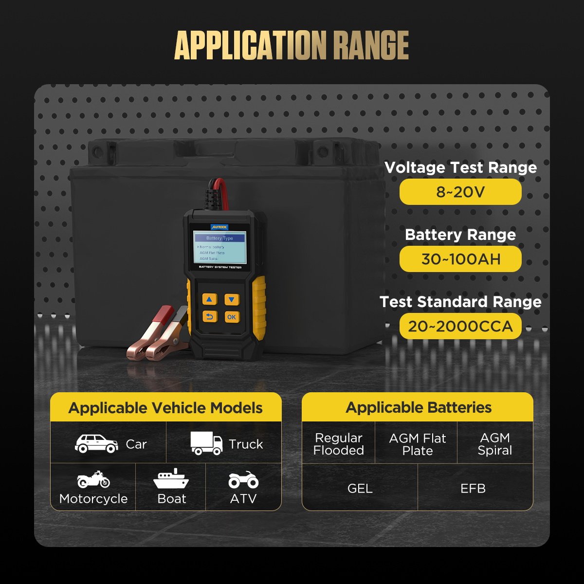 Autool BT360 12V Car Battery Tester Digital Analyzer Cca Voltmeter Auto Generator Voltage Charging Bad Cell Test Vehicle