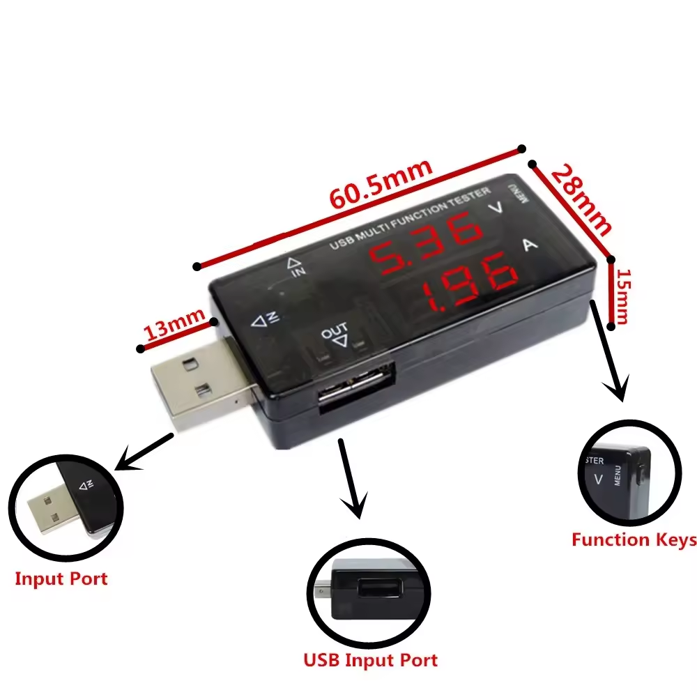 Keweisi USB Current And Voltage Tester Usb Voltage And Current Meter USB Charger Doctors Mobile Battery Tester Power Detector