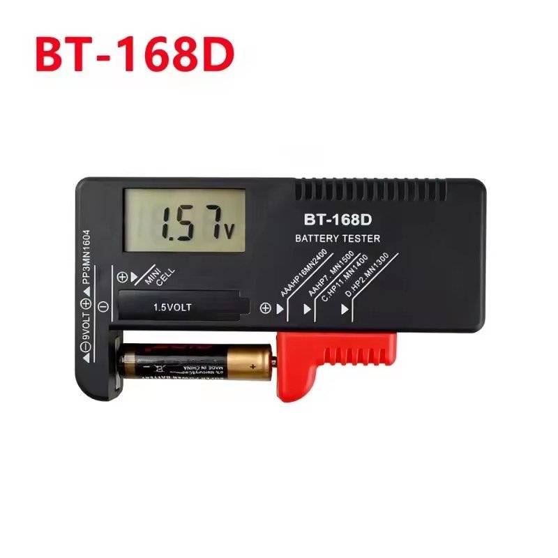 BT-168D Digital LCD Battery Indicator Tester for 9V 1.5V AA AAA Cell C D Batteries BT-168D Checker