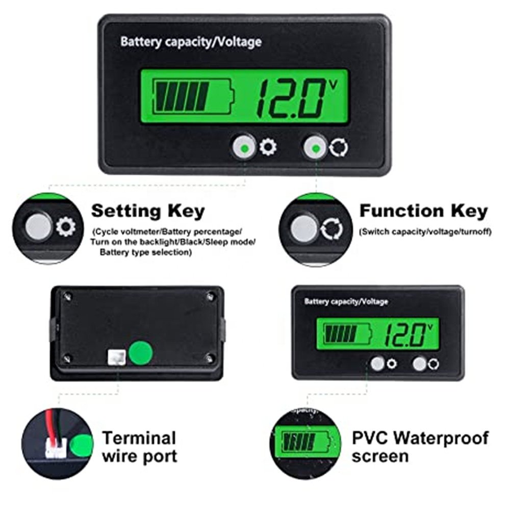 LCD Battery Capacity Monitor Gauge Meter 12V24V48V60V72V Lead Acid Battery Status Indicator Lithium Battery Capacity Tester
