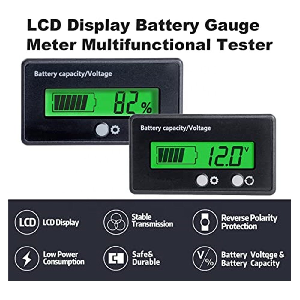 LCD Battery Capacity Monitor Gauge Meter 12V24V48V60V72V Lead Acid Battery Status Indicator Lithium Battery Capacity Tester