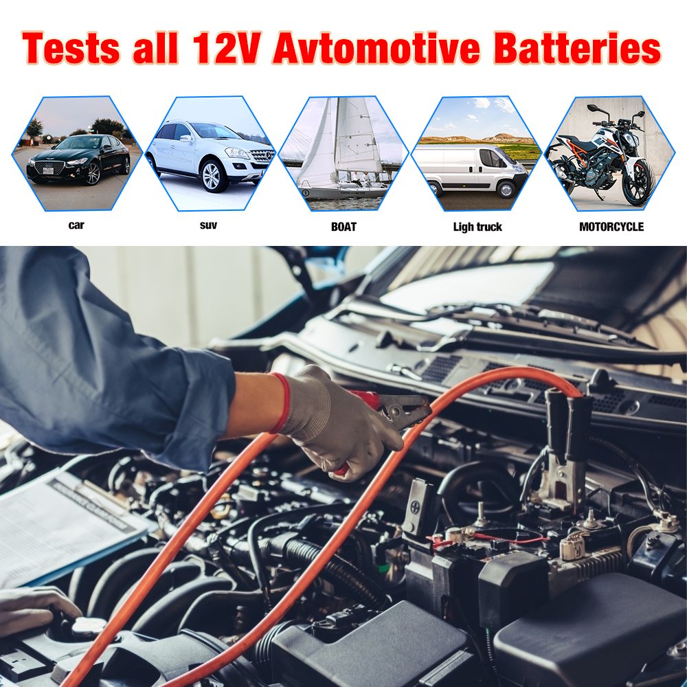 BM580 Car Battery Tester 6V 12V Analyzer 100-2000CCA 2AH-220AH Reversible Access Clip Voltmeter Voltage Checker Ripple Test