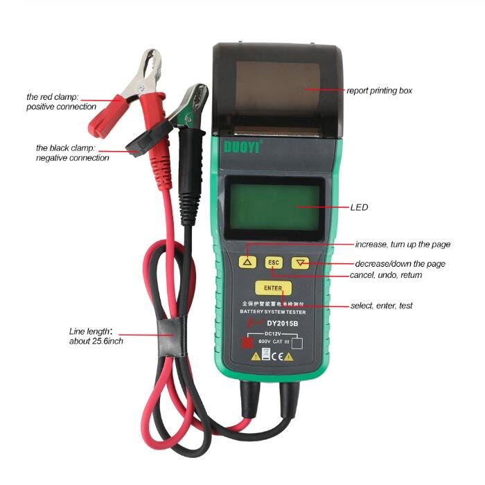 Hot Selling DY2015B 12V Automotive Car Battery Tester With Printer
