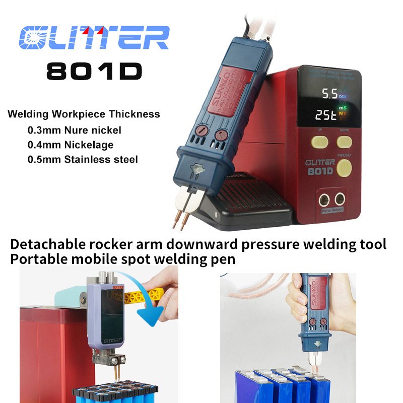 SUNKKO 801D 12KW Powerful Energy Storage Pulse Portable Mini Spot Welder 0.3mm With 70B spot welding pen