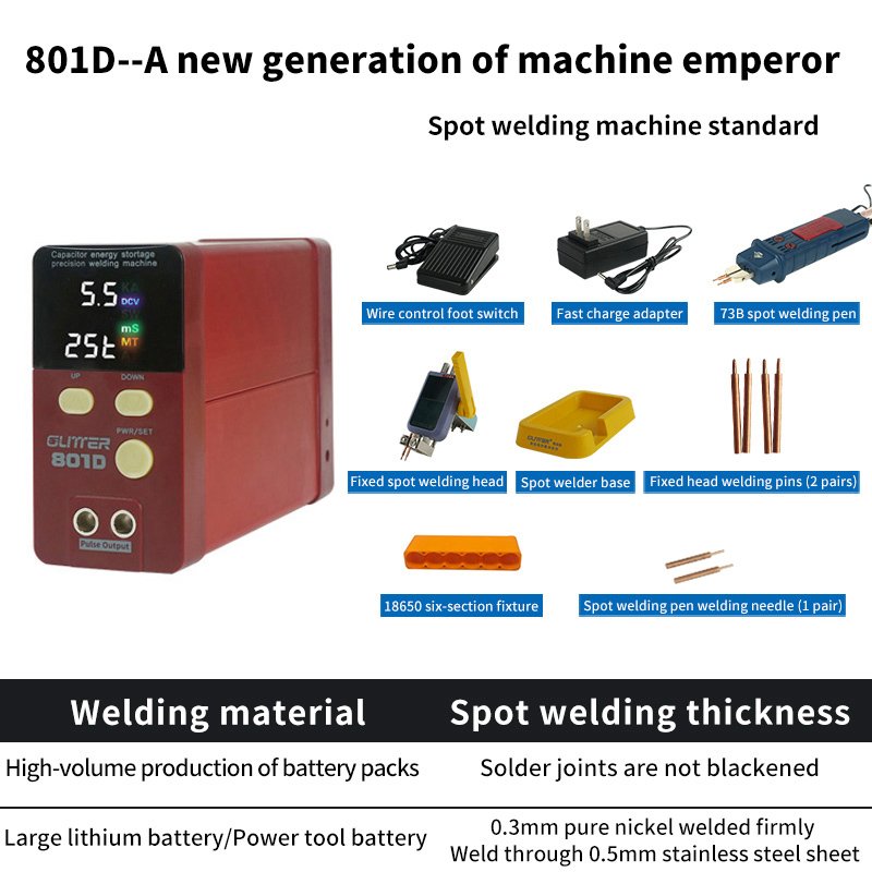 SUNKKO 801D 12KW Powerful Energy Storage Pulse Portable Mini Spot Welder 0.3mm With 70B spot welding pen