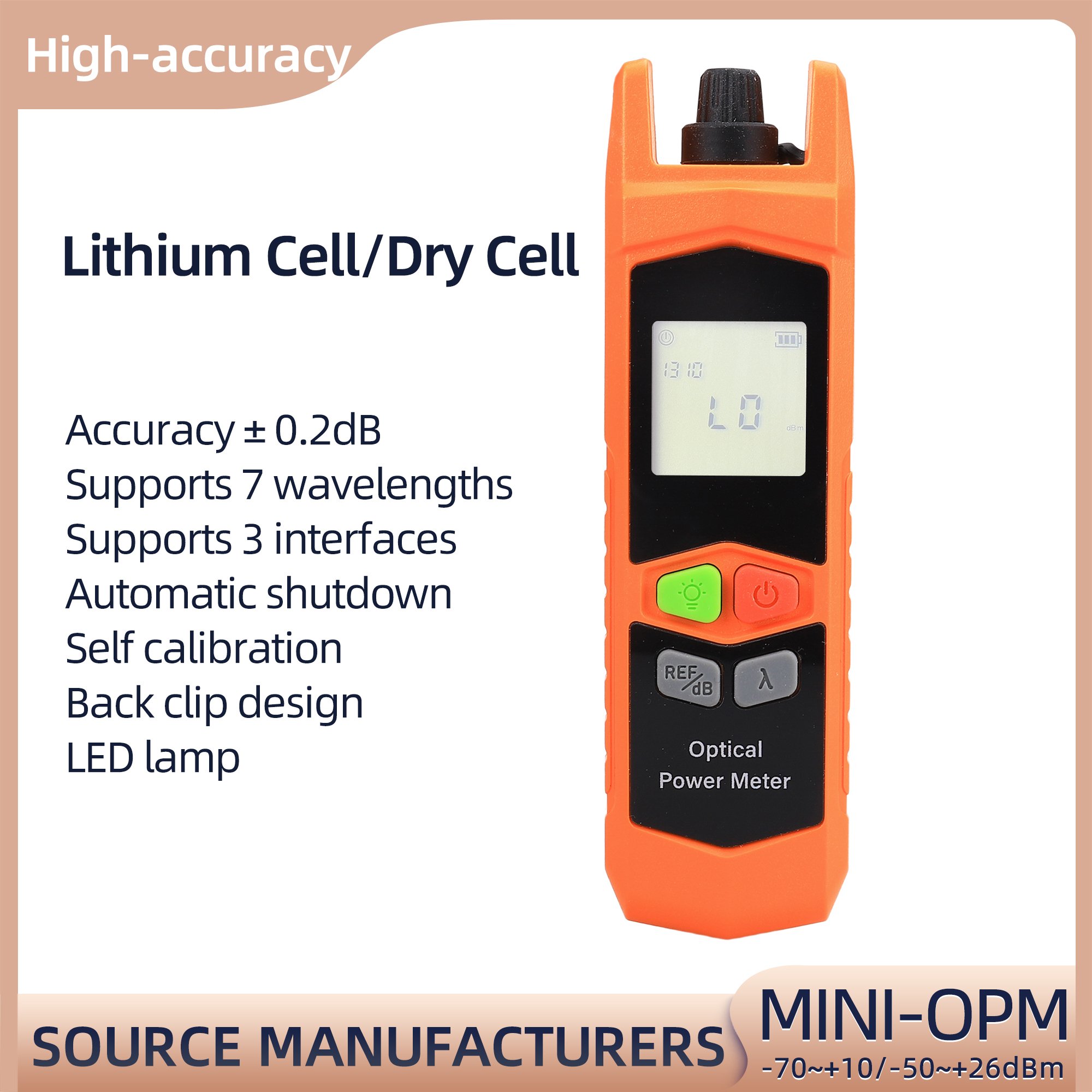 New Optical Cable Tester Tools -70-+6dbm/-50+-26dbm Mini OPM Fiber Optical Power Meter Tester