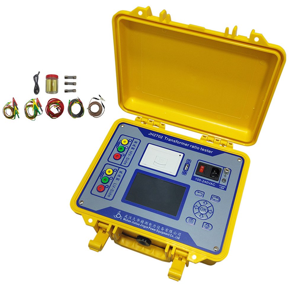 JH2702 Three Phase Voltage Transformer Ratio Tester Built-in Battery Periodic Turns Ratio Group Meter TTR English/Spanish