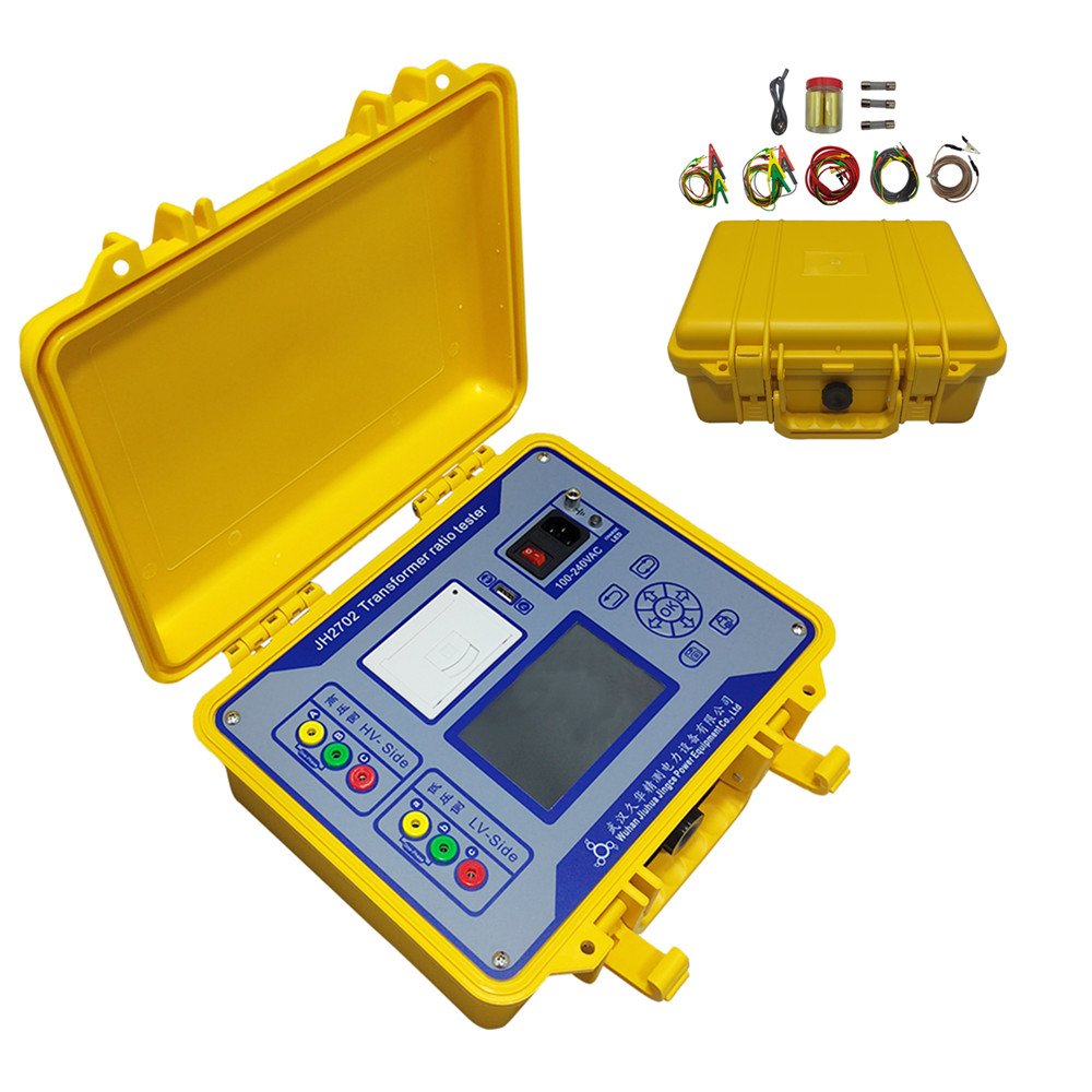 JH2702 Three Phase Voltage Transformer Ratio Tester Built-in Battery Periodic Turns Ratio Group Meter TTR English/Spanish