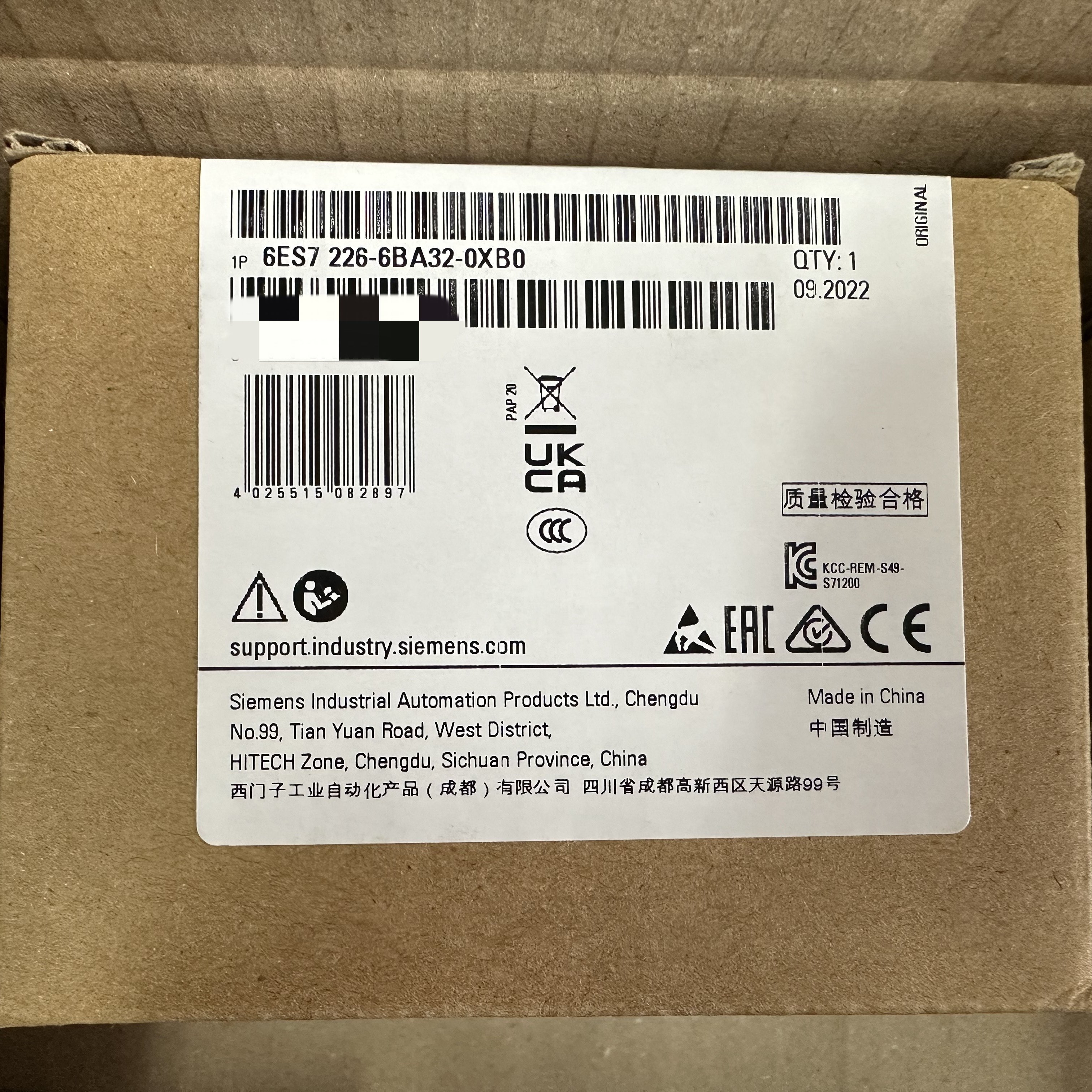 Original Siemens PLC SIMATIC S7-1200 Digital input SM 1226 F-DI 16X 24 V DC PROFIsafe 6ES7226-6BA32-0XB0