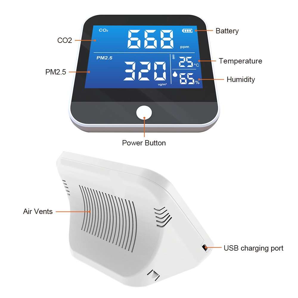 Dienmern new model Air Quality Monitor with Co2 sensor tester PM2.5 Detector medidor de co2 en espaol to Spain market