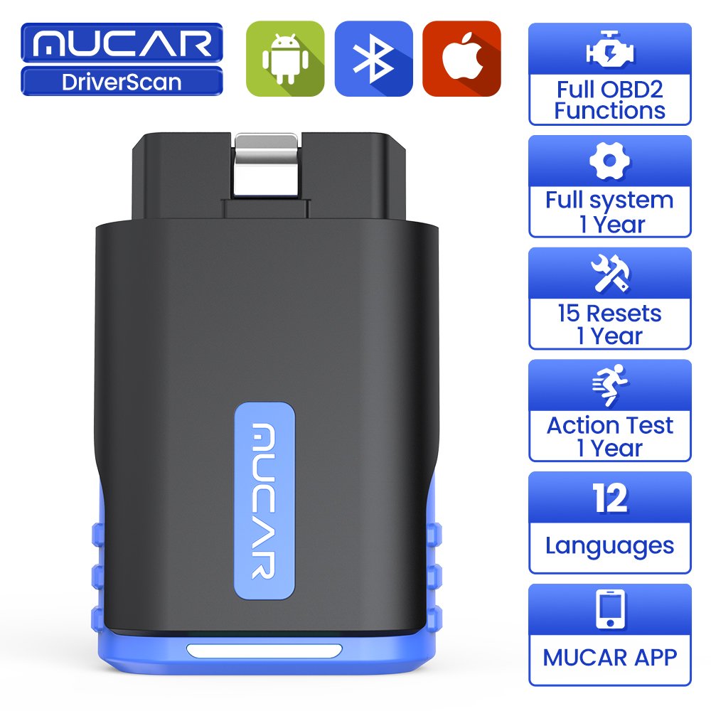 MUCAR DriverScan OBD2 Scanner Bluetooth, OE Level All System Diagnostic Scan Tool Bi-directional Active Test 15 Service Function