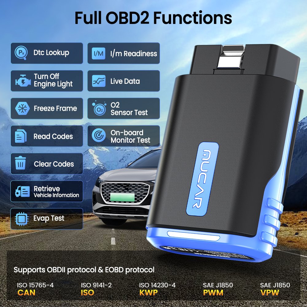 MUCAR DriverScan OBD2 Scanner Bluetooth, OE Level All System Diagnostic Scan Tool Bi-directional Active Test 15 Service Function