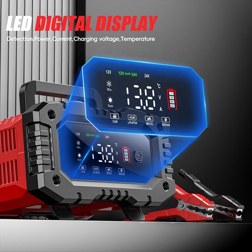 FOXSUR FPT-200 12V/20A&24V/10A Smart Car Battery Charger Automobile Battery Repair Machine Tester