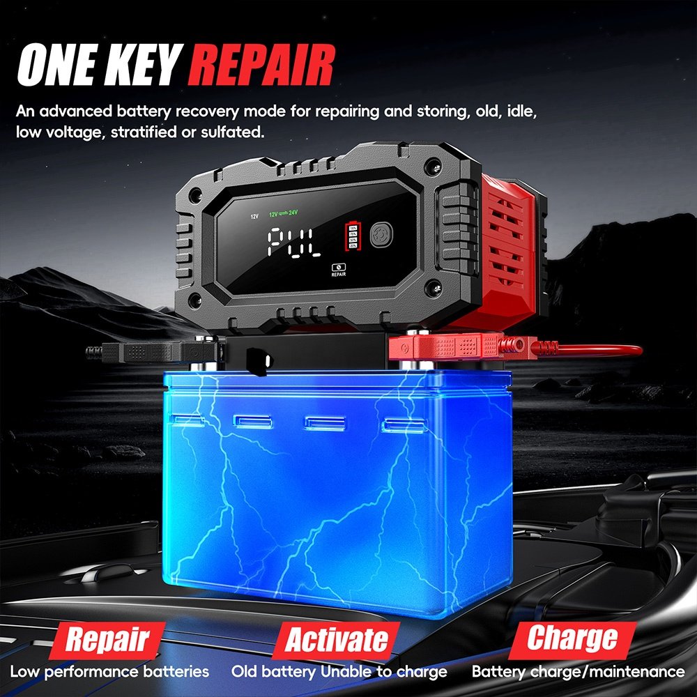 FOXSUR FPT-200 12V/20A&24V/10A Smart Car Battery Charger Automobile Battery Repair Machine Tester