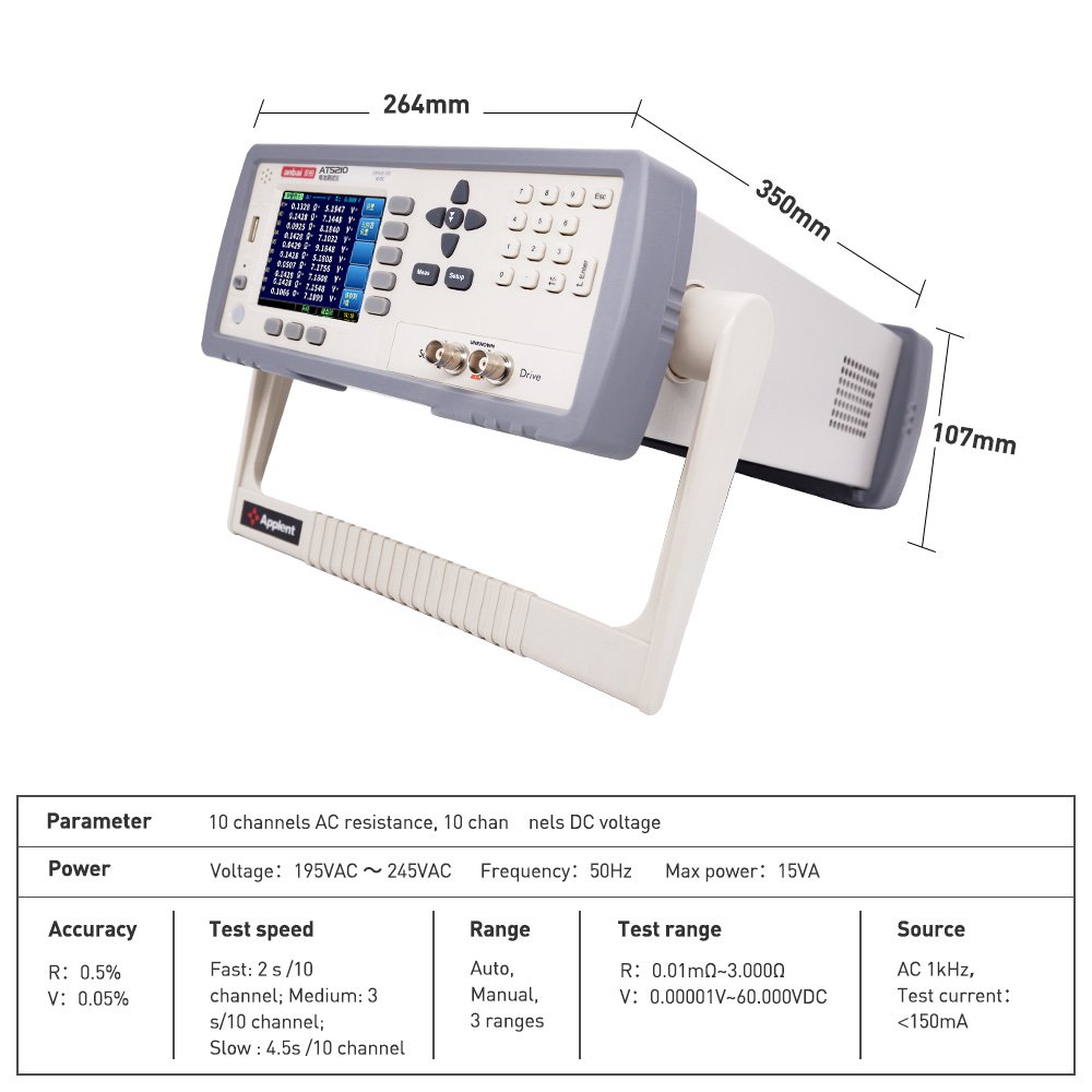 Internal Resistance Meter Battery Capacity Tester AT5210 Multi-Channel Battery Tester Measuring Instrument Testing