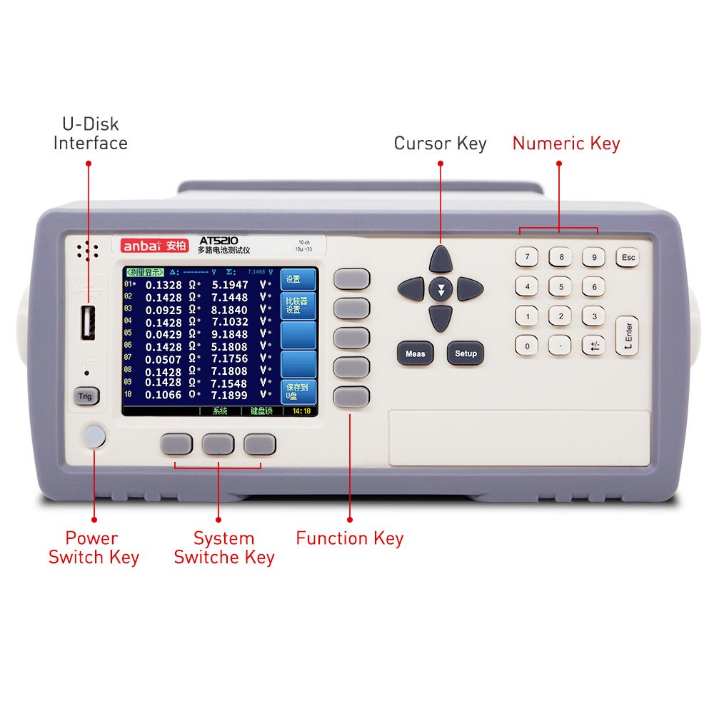 Internal Resistance Meter Battery Capacity Tester AT5210 Multi-Channel Battery Tester Measuring Instrument Testing