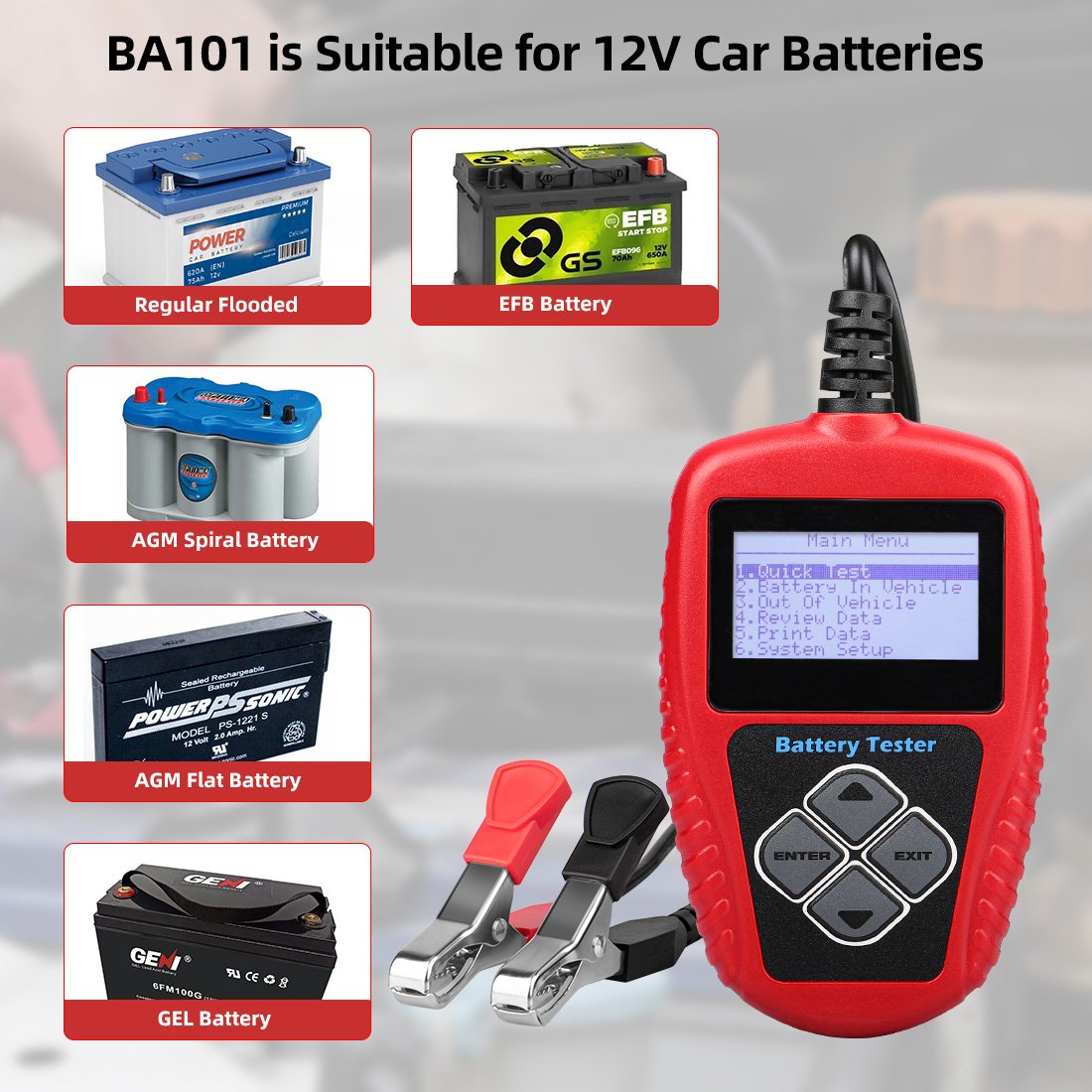 Voltage Battery Tester Checker 12V Car Tester Ba101 heavy duty battery load tester 12 volts