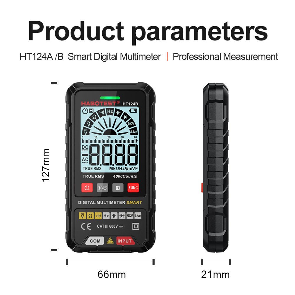 Large Screen LCD Backlight Display Digital Professional Multimeter Portable AC/DC Voltage Testers Handheld Smart Multimeter