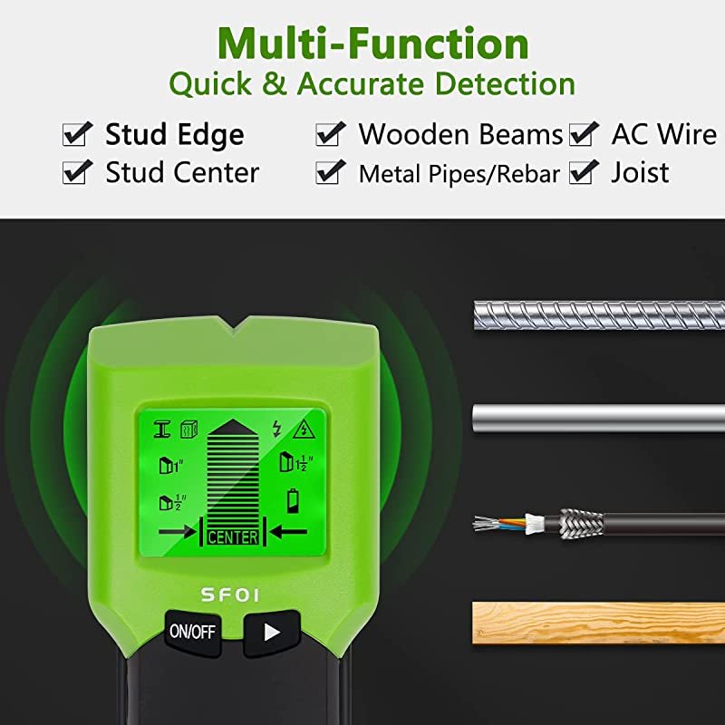 Huepar SF01 Wall Scanner Stud Finder Detector - 5 In 1 Great Accuracy Lcd Screen Display