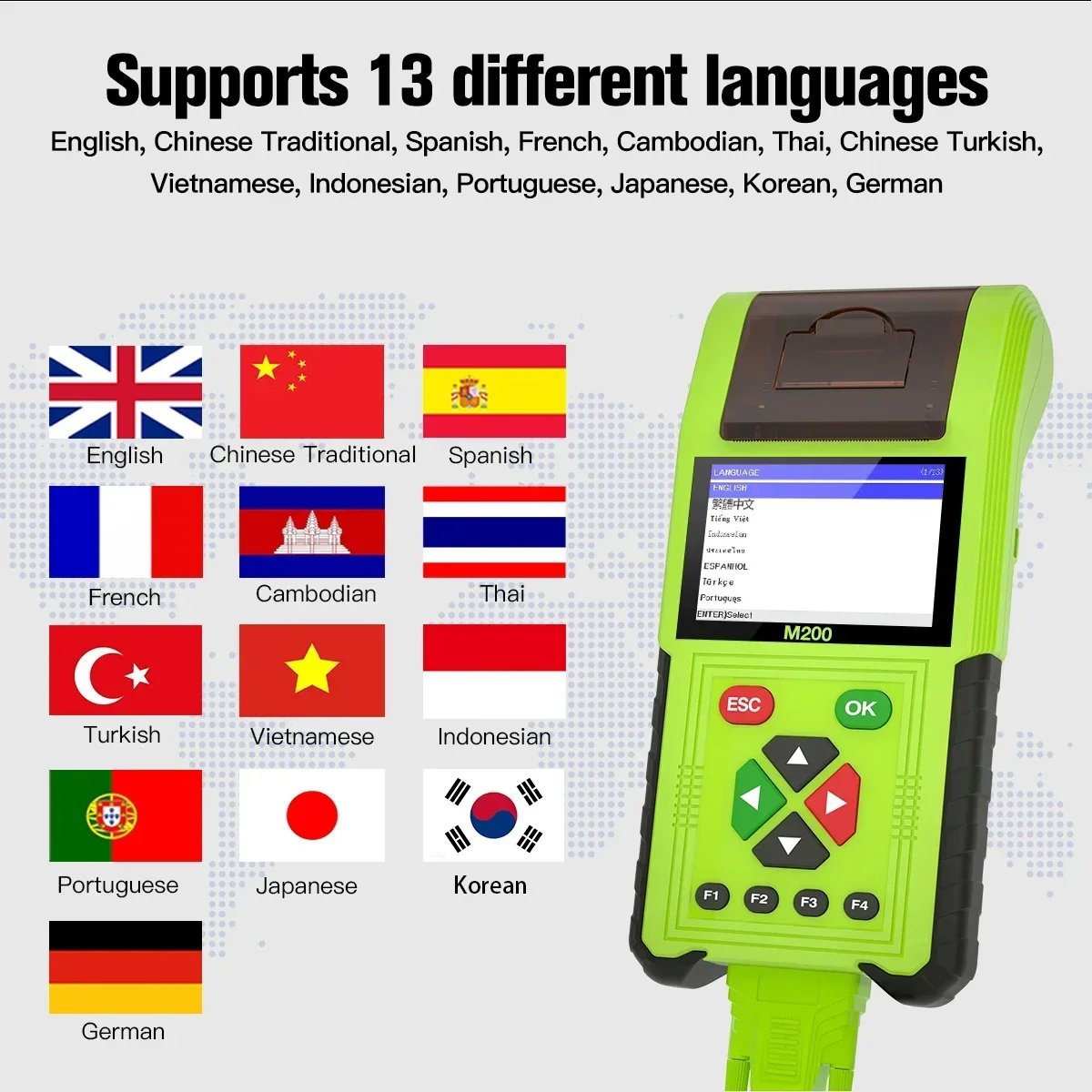 A+ JDiag M200 Motorcycle Diagnostic OBD2 Scanner Moto Fault Code Reader Battery Tester Motoscan Tool For Yamaha Update of M100