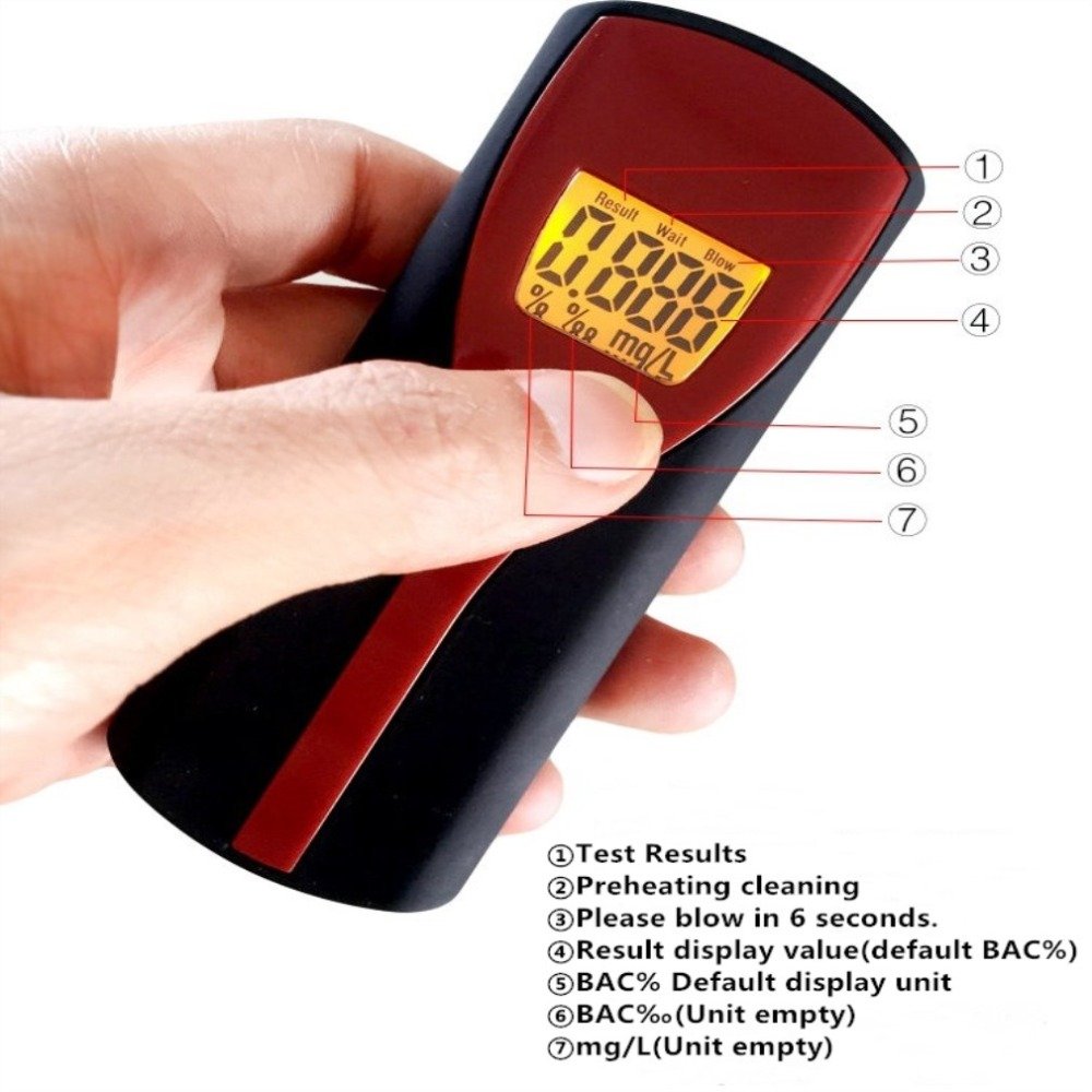 6880S Professional Digital Alcohol Tester Detector Breathalyzer with Hanging Rope