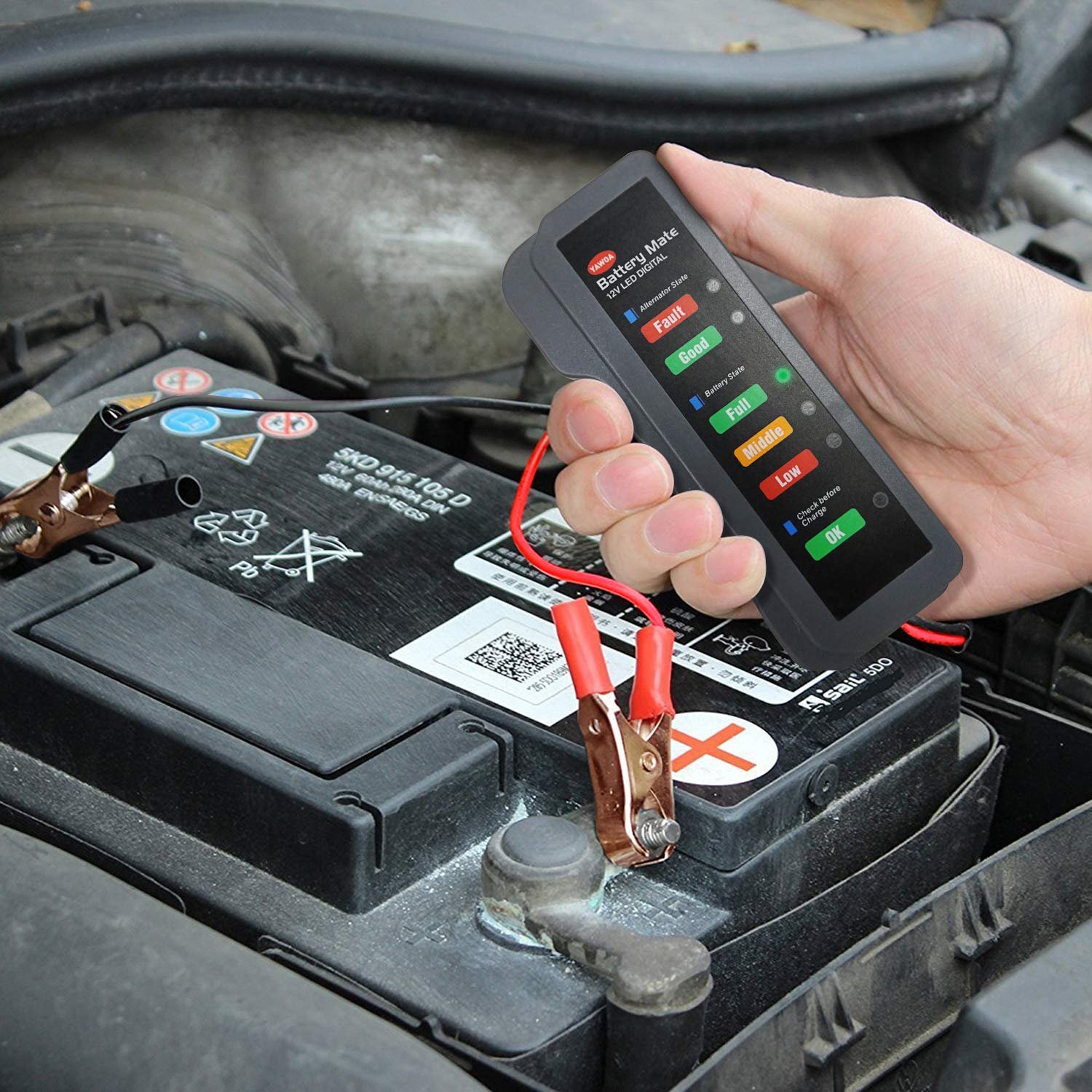 Easy to Operate 6 LED Indictors 12V Auto Car Battery Tester Mate and Alternator Automotive Load Detector