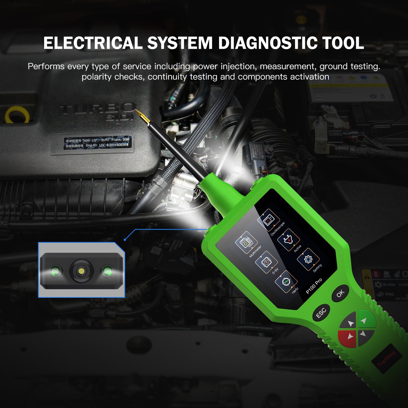 P100 Pro 9-30V Car Circuit Tester Automotive Circuit Diagnostic Tester 12V 24V Probe Kit Multimeter Digital Oscilloscope Tools