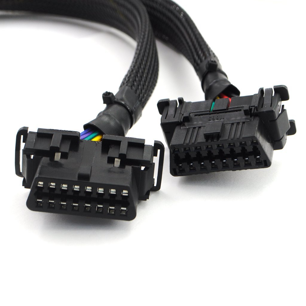 iKKEGOL 30cm 16 Pin OBD2 OBDII J1962 Y Cable Cord Splitter Extension 1x Male to 2X Female