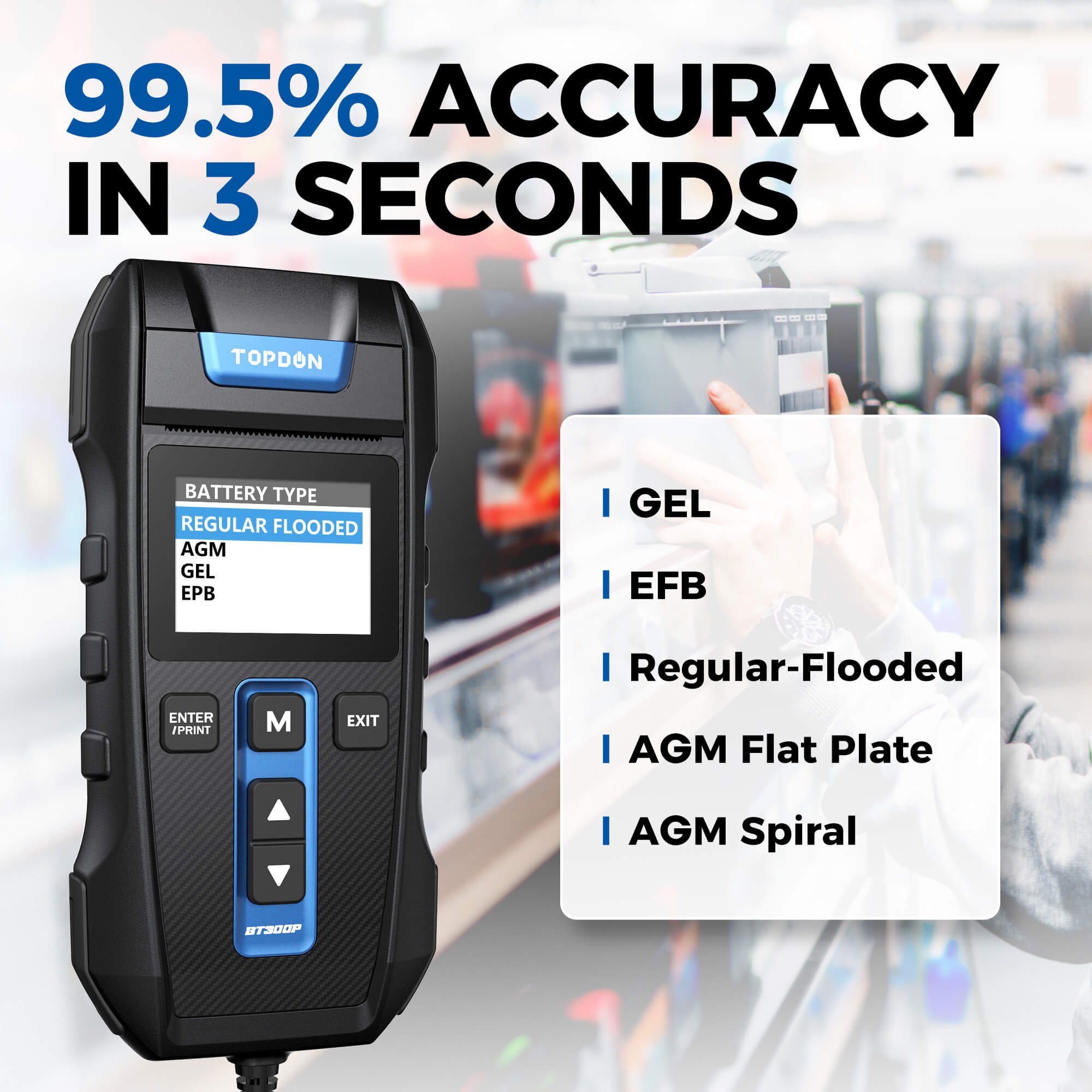 TOPDON BT300P Vehicle Car 12V 24V Battery Analyzer Discharge Battery Tester With Printer , Internal Resistance Tester Of Battery