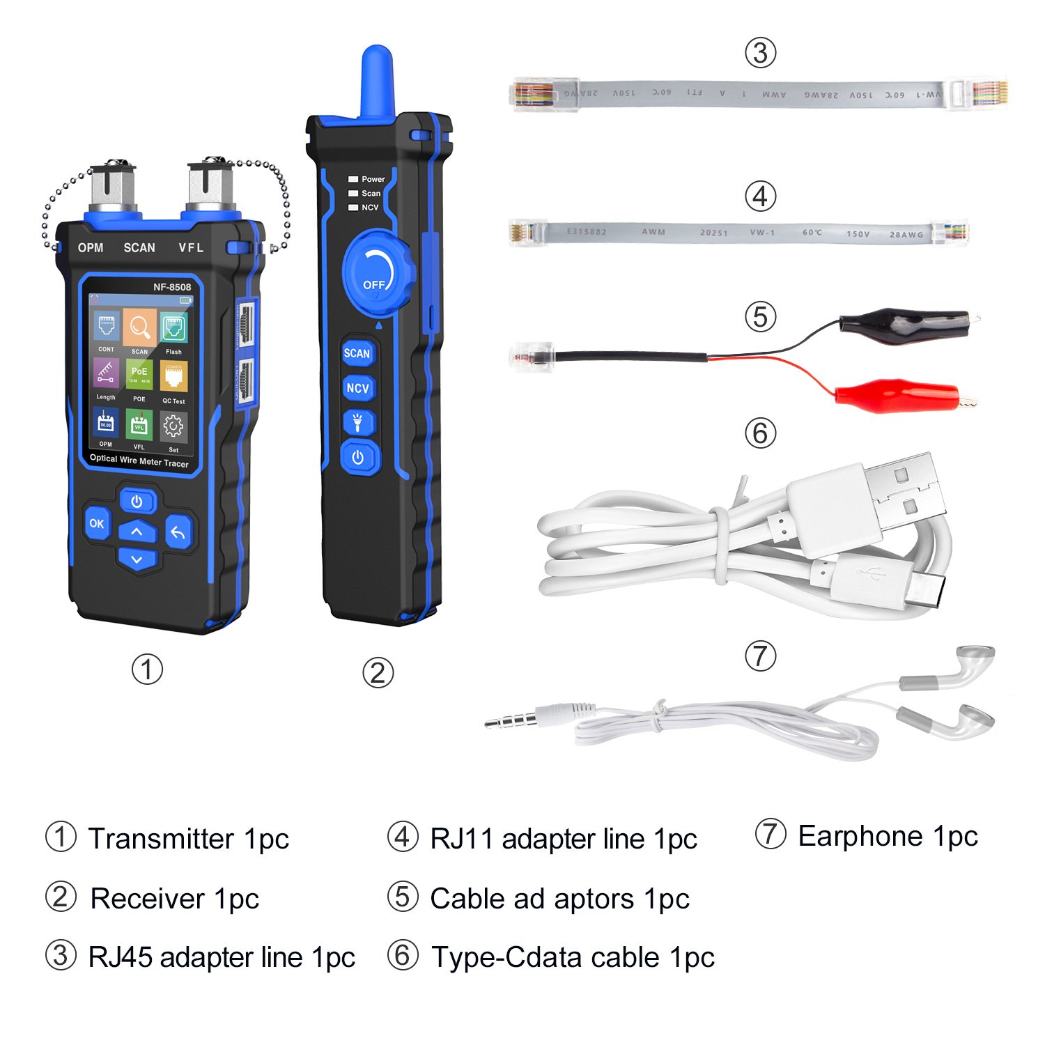 Utp Cat5e Multifunction Optical Power Meter Rj45 Network Cable Tester OPM VFL PoE tester Cable Locator