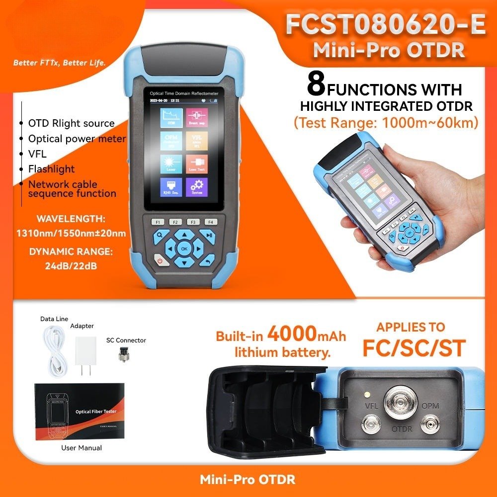 24/22dB 1310/1550nm SM MM Handheld Mini OTDR Pro Fibra Optica For FTTX Acess Network Construction