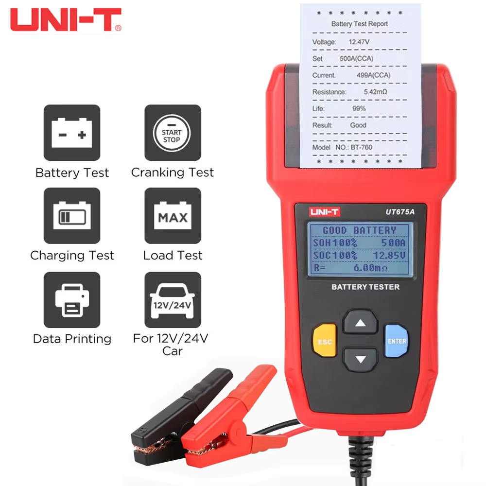 UNI-T UT675A Car Battery Tester Battery Check Scanner the car's Starting System and Charging Diagnostic Meter With printing