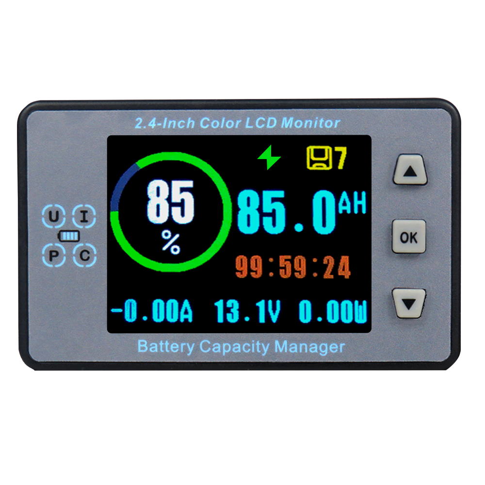 VA9810 2.4inch Color LCD Battery Capacity Tester Detector Voltage Current Power Meter Electric Car Coulometer DC8-100V 100A 500A
