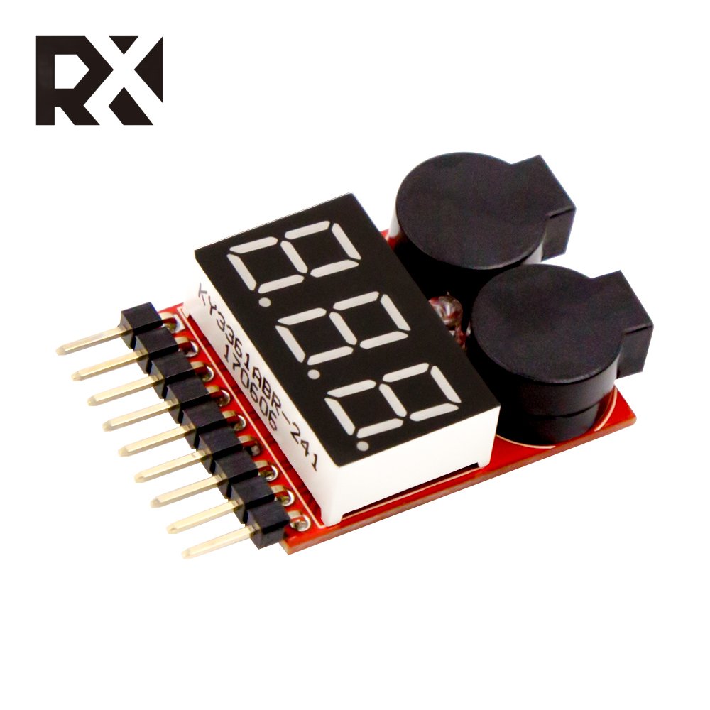 TZ Factory 1-8s Lipo Battery Voltage Tester RC Low Voltage Buzzer Alarm Battery Monitor Checker Tester for 1-8s Lipo/Li-ion/LiMn
