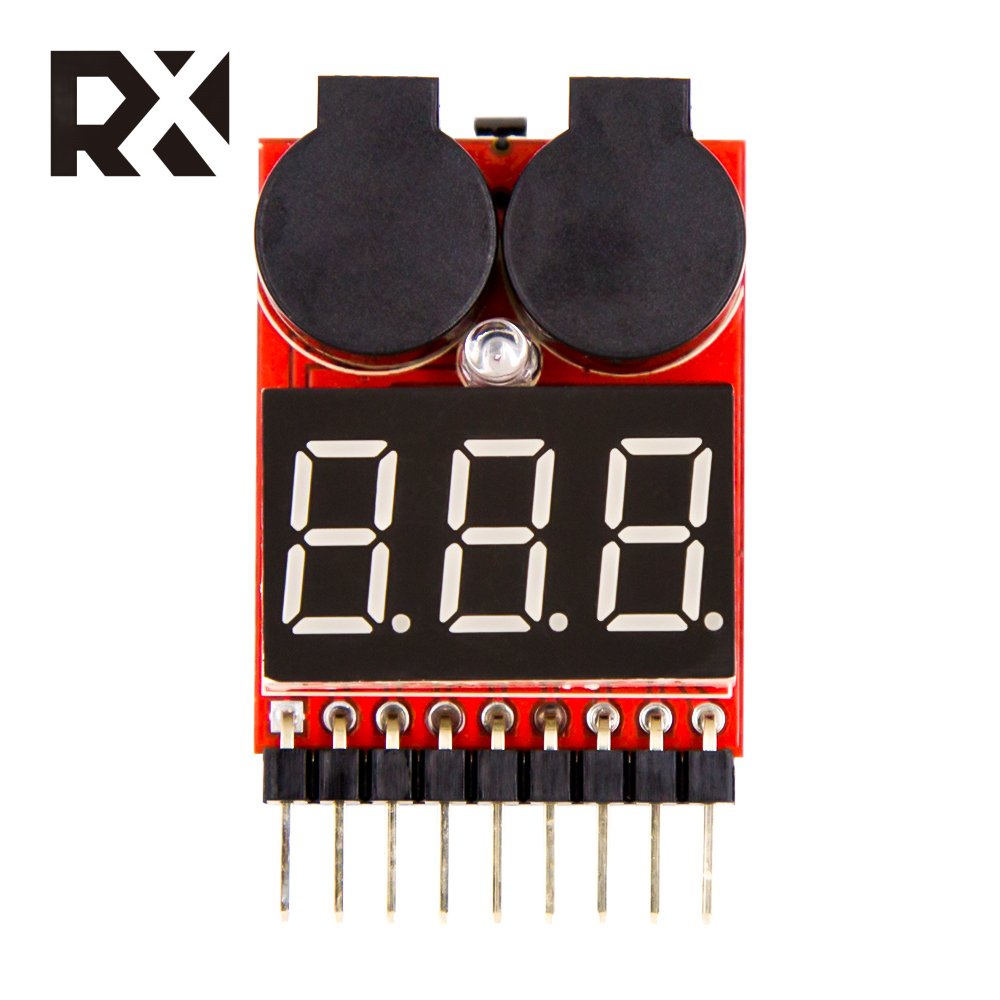 TZ Factory 1-8s Lipo Battery Voltage Tester RC Low Voltage Buzzer Alarm Battery Monitor Checker Tester for 1-8s Lipo/Li-ion/LiMn