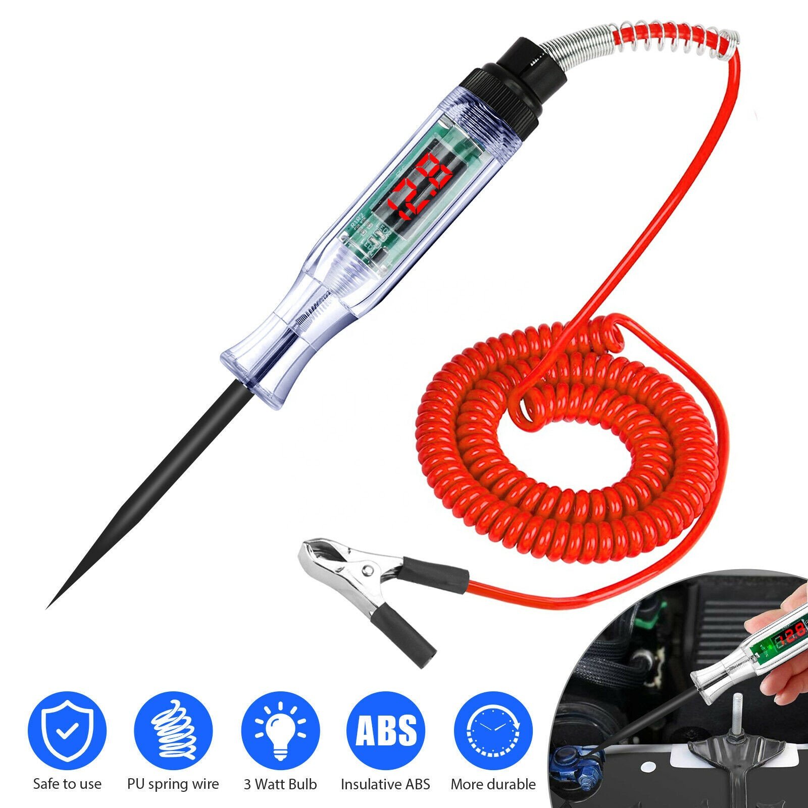 3-36V 6-24V DC Car Truck Voltage Circuit Tester Digital Display Electric Pen Probe Pen Light Bulb Automobile Diagnostic Tools
