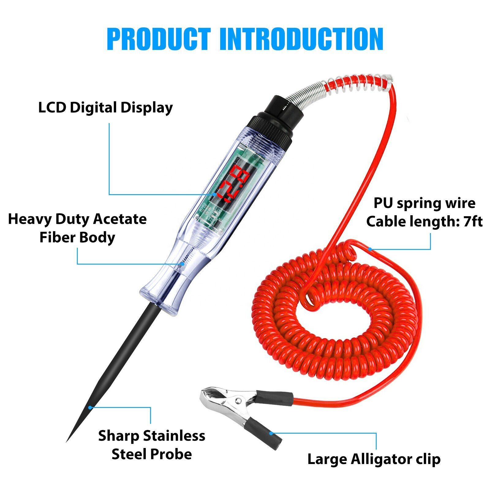 3-36V 6-24V DC Car Truck Voltage Circuit Tester Digital Display Electric Pen Probe Pen Light Bulb Automobile Diagnostic Tools