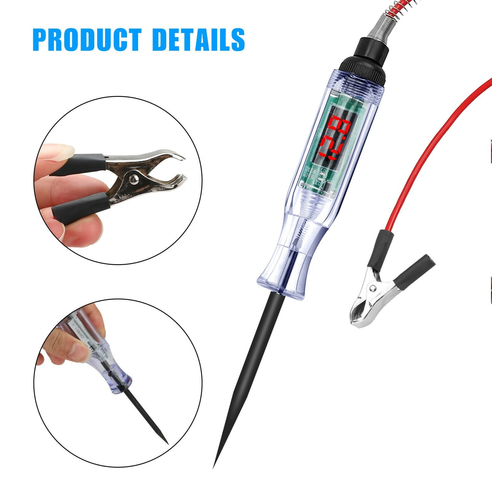 3-36V 6-24V DC Car Truck Voltage Circuit Tester Digital Display Electric Pen Probe Pen Light Bulb Automobile Diagnostic Tools