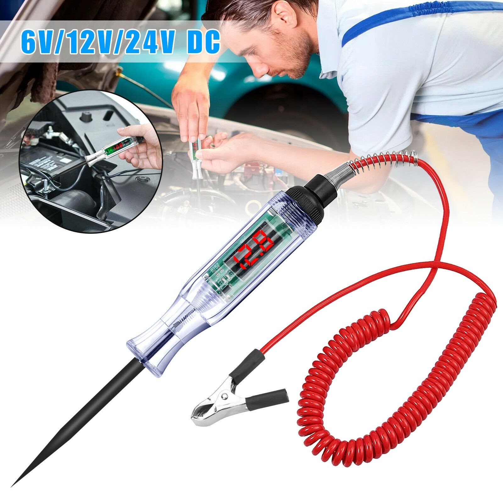 3-36V 6-24V DC Car Truck Voltage Circuit Tester Digital Display Electric Pen Probe Pen Light Bulb Automobile Diagnostic Tools