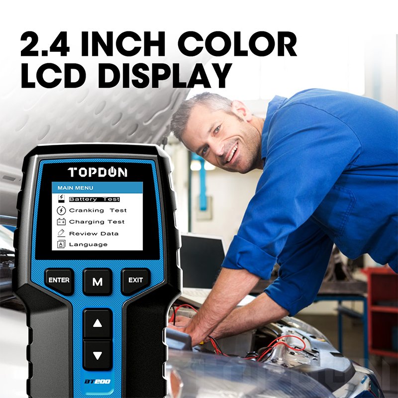TOPDON BT200 Car And Byke Internal Hybrid Battery Tester Top Don 6V 12V 24V Laptop Cca Battery Tester And Analyser