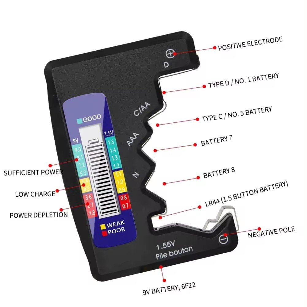 BT-886 Digital Battery Tester Battery Quantity Detector Digital Display Battery Voltage Measuring Device
