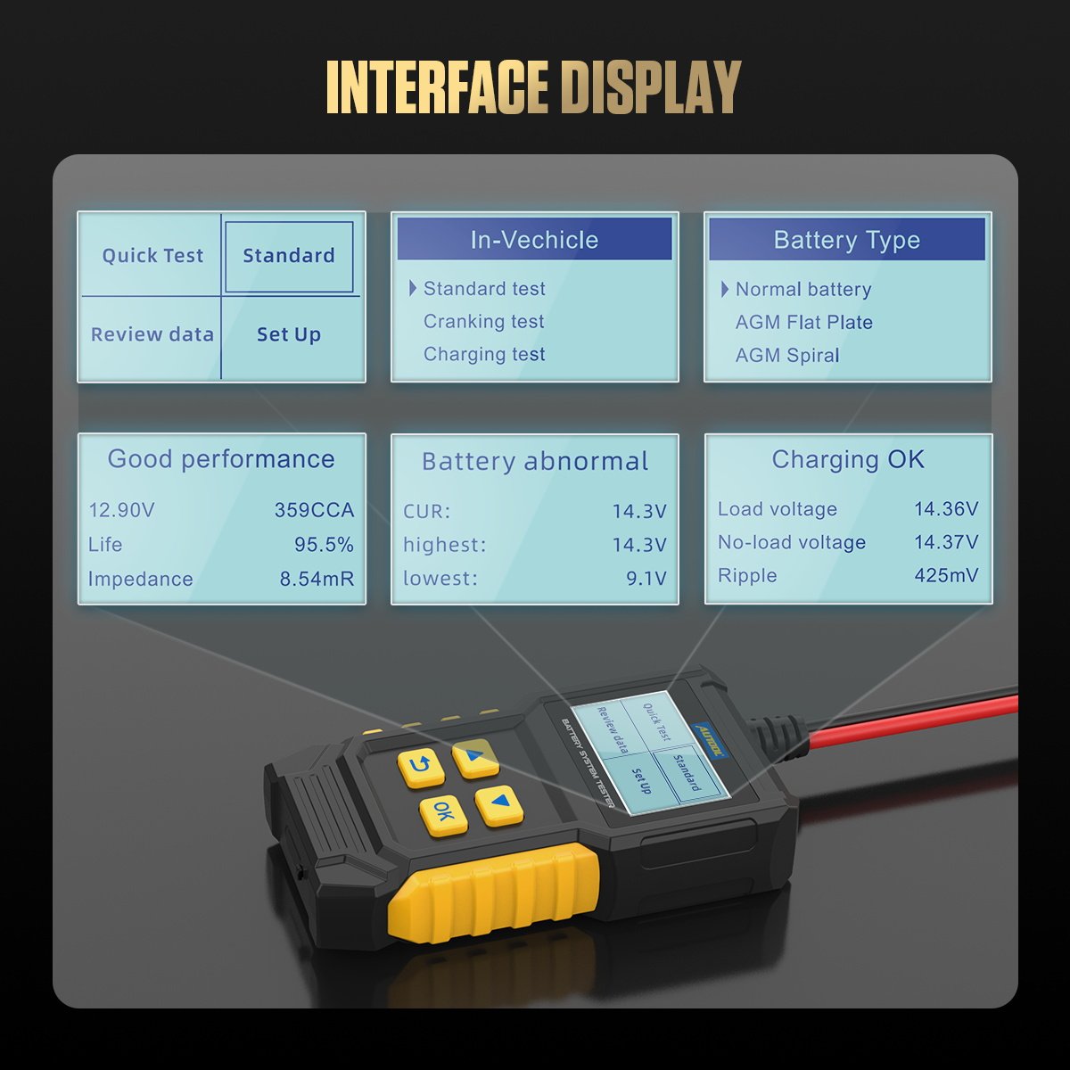 Autool BT360 Car Battery Tester 12V Digital Car Diagnostic Tool Battery Tester Analyzer Battery Test Machine