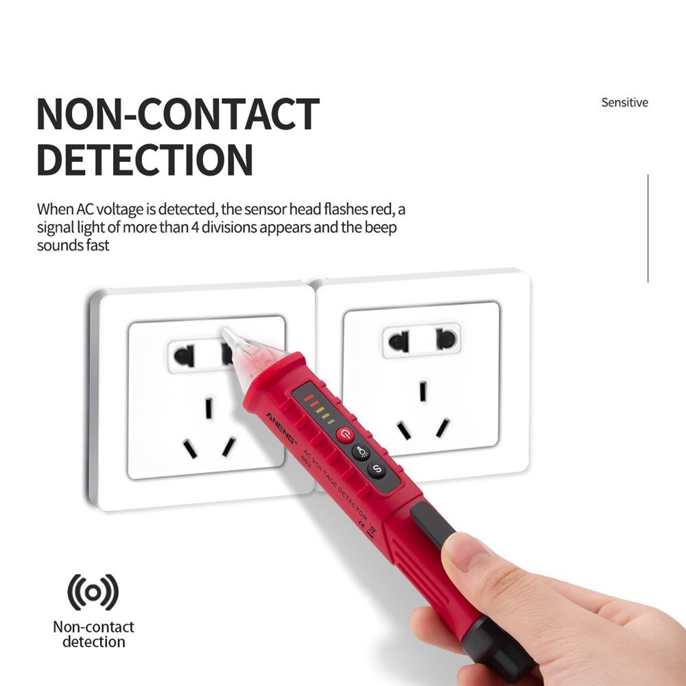 VD802 Portable Non-Contact AC Detector Tester NCV Sensitivity Pen Style Electric Indicator LED Voltage Meter 12-1000v