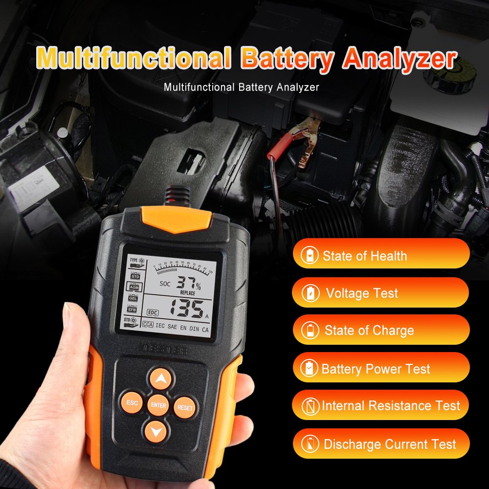 Podofo New hot sale Car Battery Tester 12V 24V DC Charger Analyzer Capacity Load Tester Cranking System Test