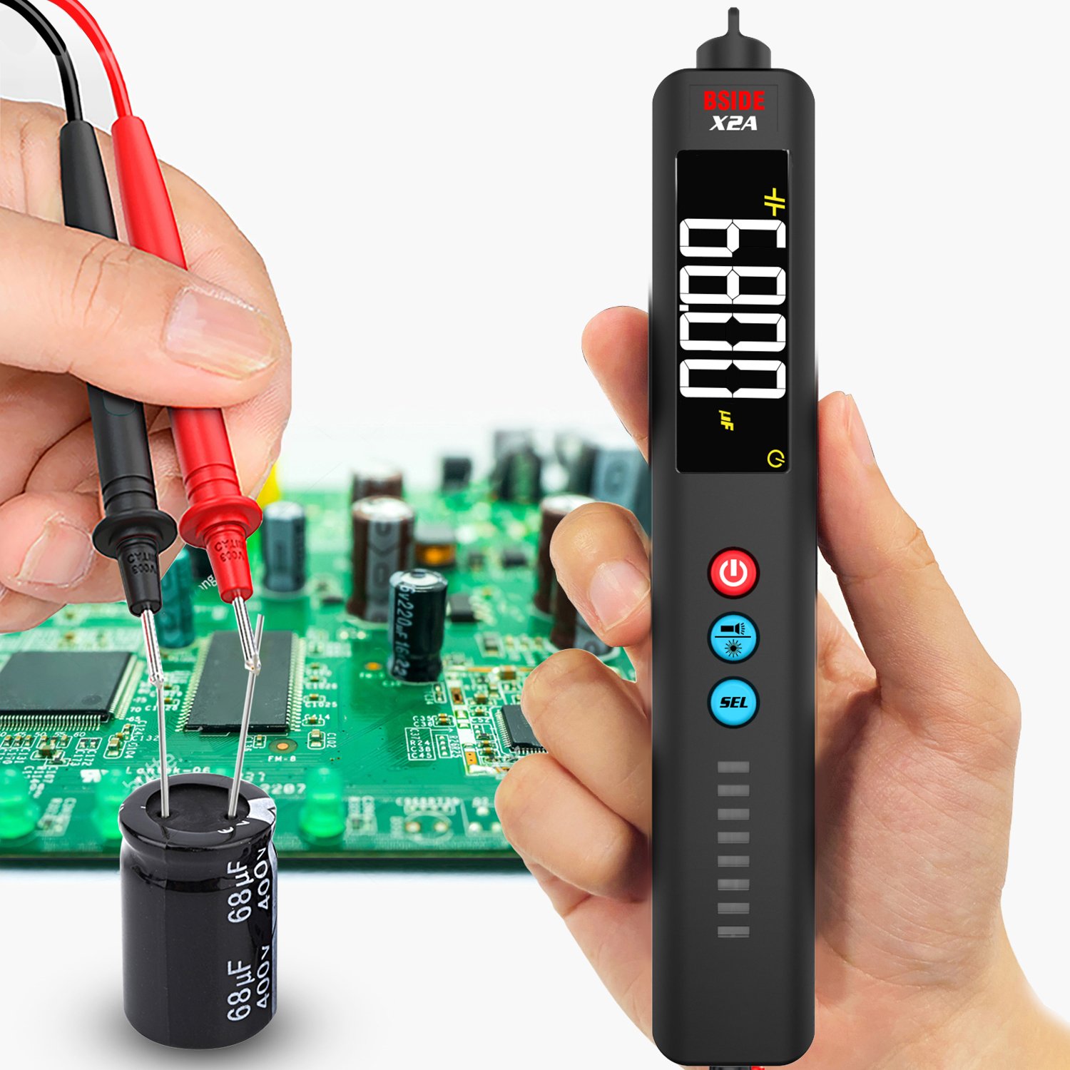 BSIDE X2A Digital Multimeter Voltage Tester Non-Contact Detector Capacitance VFC Diode Resistance Hz NCV Live Rechargeable