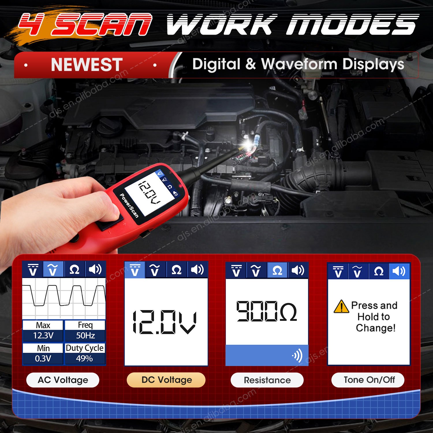Autel Official Store PowerScan PS100 Car Circuit Scan Automotive Battery Tester Electrical System AC DC Voltage Diagnostic Tool