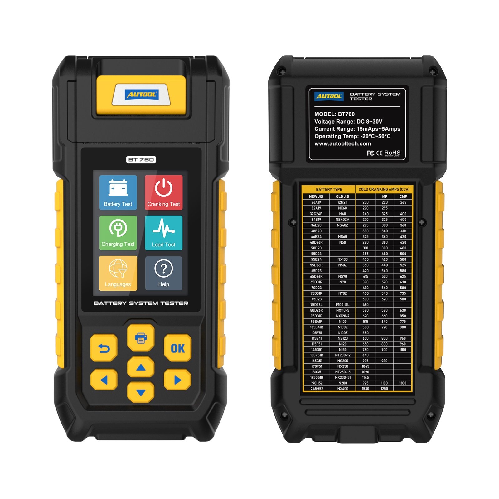 Direct Factory Autool BT760 New Arrival Autool 6-32v Car Battery Load Tester With Printer Motorcycles Battery Tester